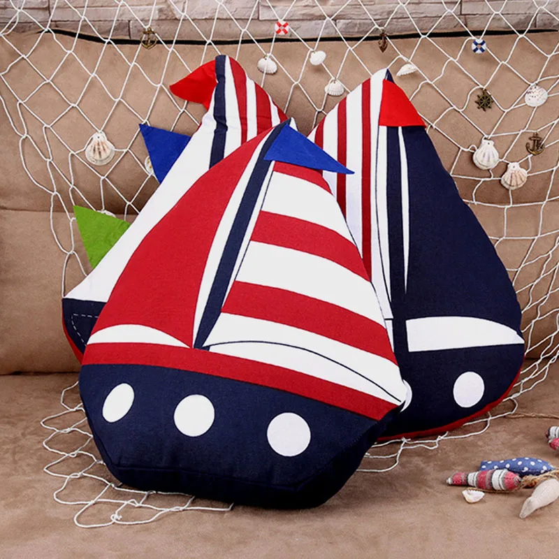 

2019 Creative Striped Sailing Boat Decorative Pillows core Mediterranean Cushion Shapes cushion pillow Home and car decoration