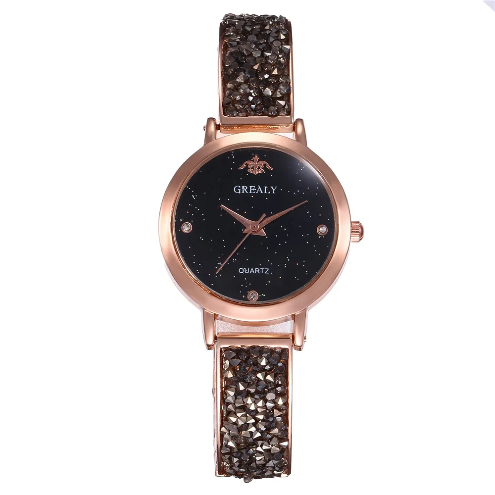 

Luxury Women Watches Starry Sky Dial Crystal Rhinestone Band Analog Quartz Watch Ladies Bracelet Bangle Wrist Watch