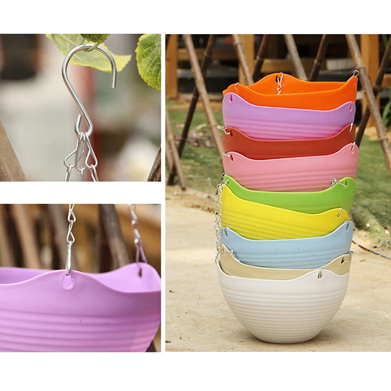 Round Hanging Flowers Basket For Chain Planter Artificial Hanging Pots Plant Garden Decor Indoor Outdoor Balcony Home Planter