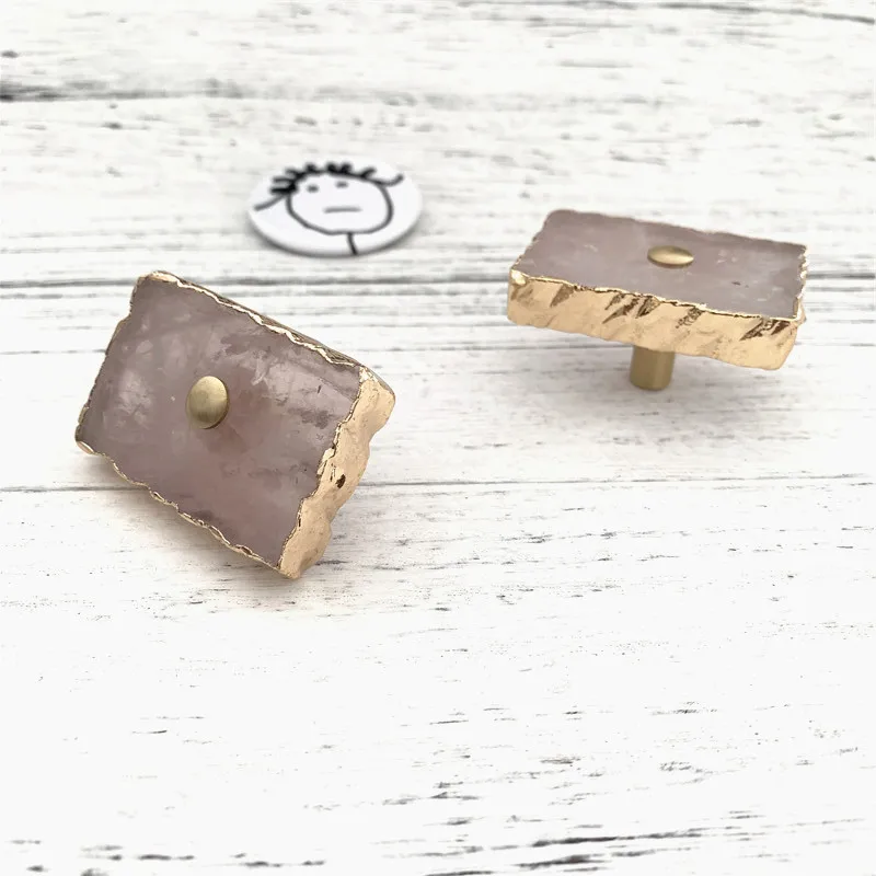 Lch Nordic Style Light Pink Crystal On Solid Brass Base Knob