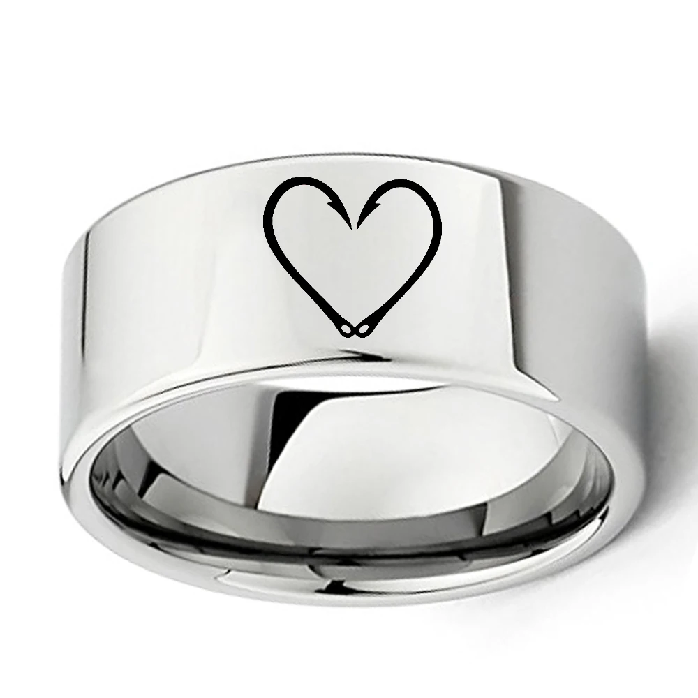 

Silver Tungsten Carbide Hunting Fish Hook Rings Men's Hobbit Special Rings