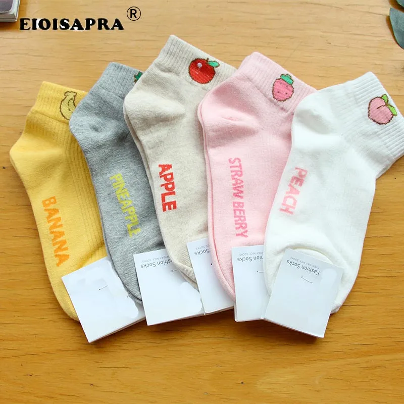 Весенне-Летние повседневные носки в Корейском стиле в стиле Харадзюку, женские Мультяшные фруктовые банан клубника, Персиковое яблоко, сосна, яблоко, подарок