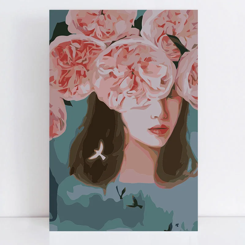 painting by numbers art paint by number Heart blooming with flowers