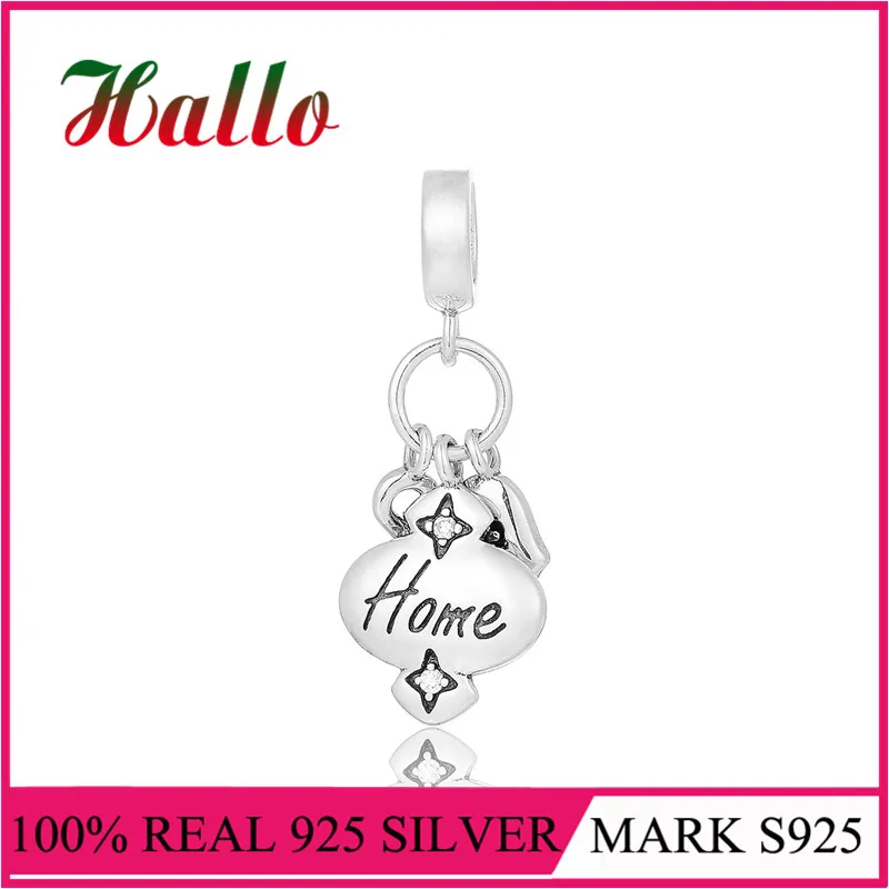 

Pure Silver 925 Home Family Bead Charm Crystal Flower Pendant Beads Fit Brand Beads Bracelet Bangle DIY Jewelry Making