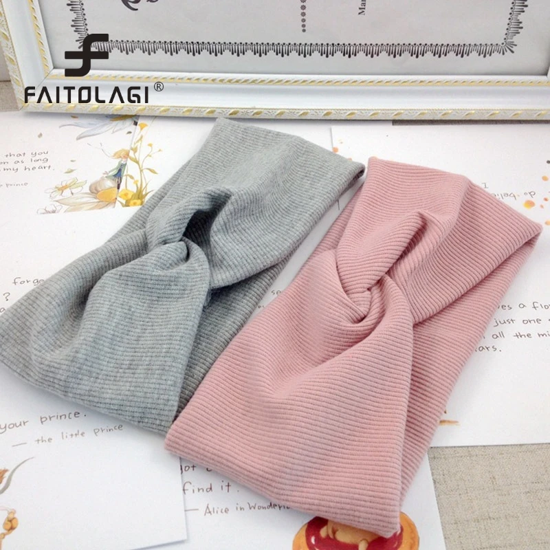 

Cotton Women Headband Turban Solid Color Girls Knot Hairband Hair Accessories Twisted Ladies Makeup Elastic Hair Bands Headwrap