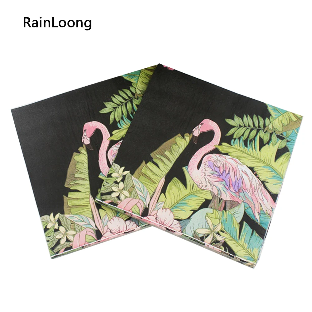 

[RainLoong] Flamingo Bird Pineapple Theme Paper Napkin Festive & Party Tissue Napkin decoupage Decoration 33*33cm 20pcs/pack/lot