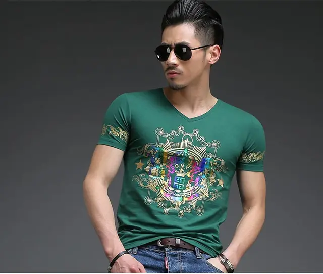 2016 new fashion men Casual T shirt men Green Red Blue short sleeve T ...