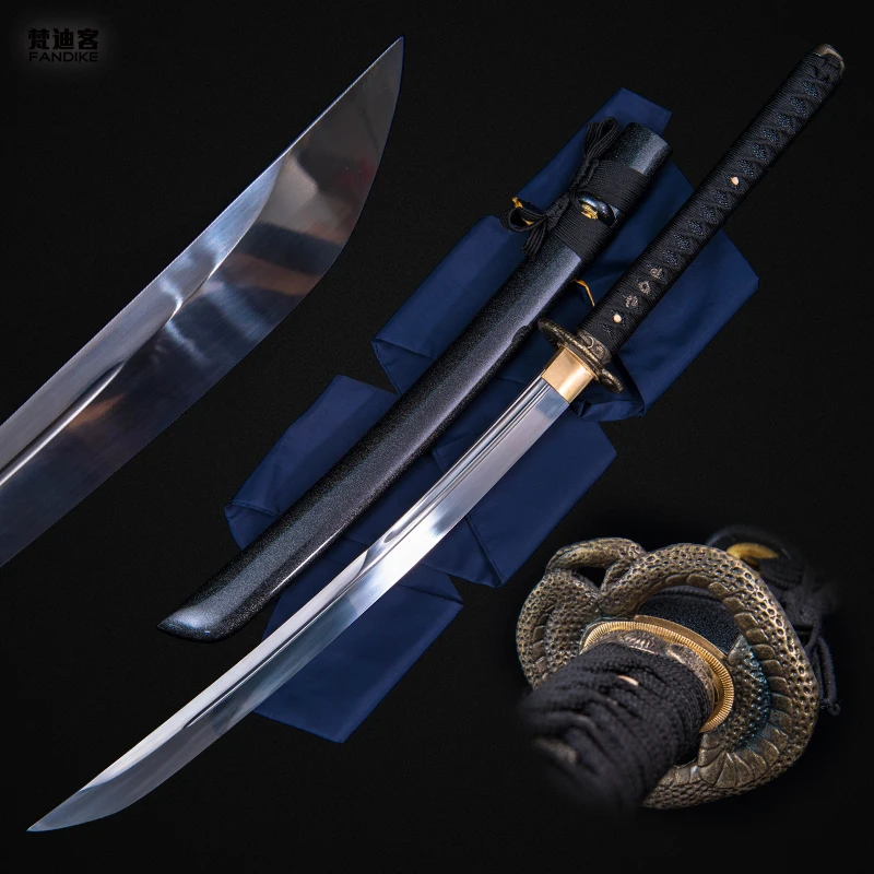 

Japanese Samurai Katana Sword Carbon Steel Full Tang Blade Can Cut Bamboo sword musashi tsuba full tang black sharp