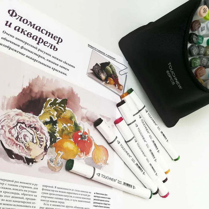TOUCHNEW 168 цветов Набор художников с двойной головкой набор маркеров для эскизов