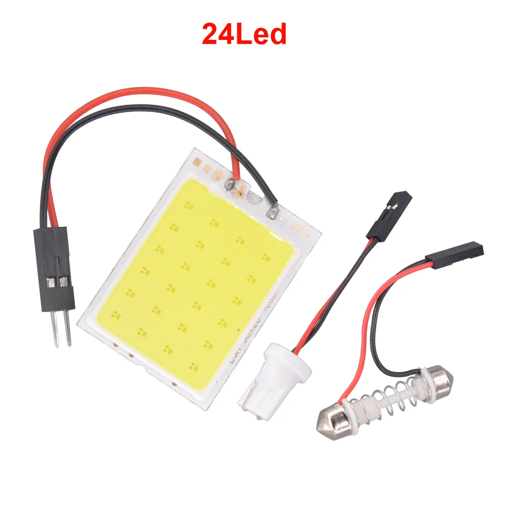 1X белый T10 Cob 24 SMD 36 СИД SMD 48 Авто ВОДИТЬ Автомобиль Панель лампы авто Интерьер Чтение лампа светильник купол с фестонами BA9S AC/DC 12v - Испускаемый цвет: 24Led