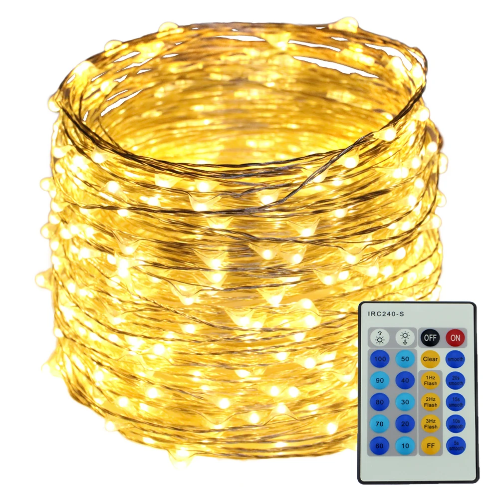 

Corded 50M 164FT 500LED Outdoor String Lights Starry Fairy Silver Lights with Remote Control Christmas Wedding Holiday Lights