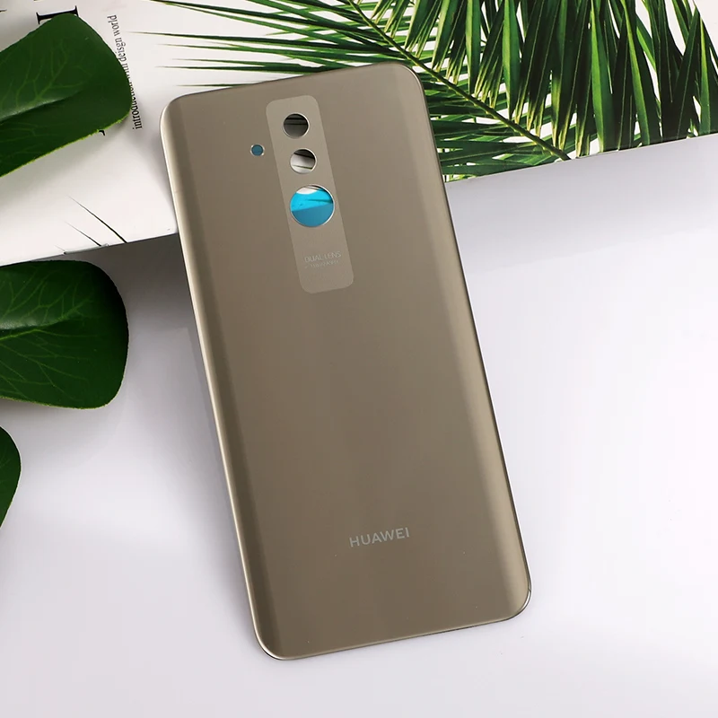 Чехол из закаленного стекла для huawei mate 20 lite, задняя крышка для батареи, запасные части+ клей - Цвет: Gold