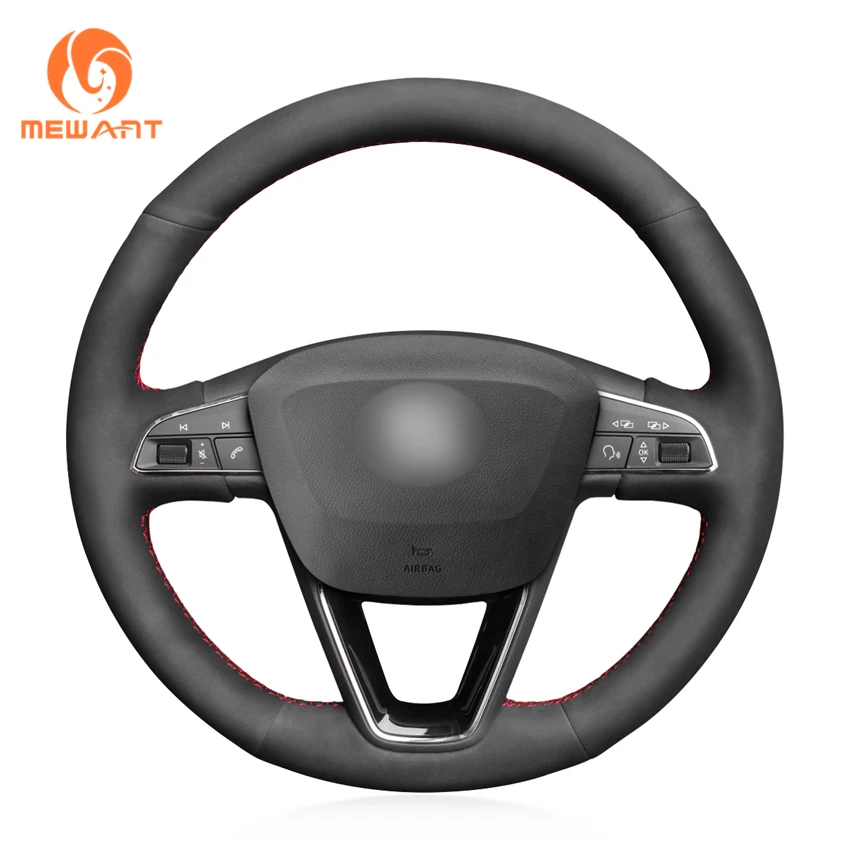 

MEWANT Black Suede Anti-slip Car Steering Wheel Cover for Seat Leon 5F Mk3 Ibiza 6J 2016-2019 Arona 2018