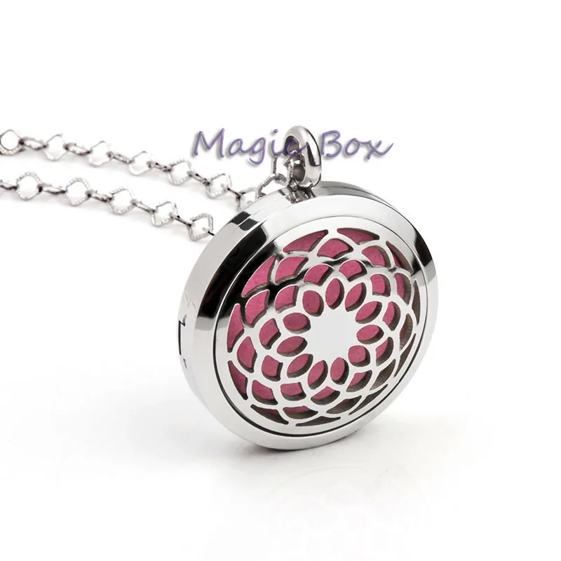 

Round Silver Lotus Flower (25mm 30mm) Aromatherapy / cambered surface Essential Oils Diffuser Locket Necklace