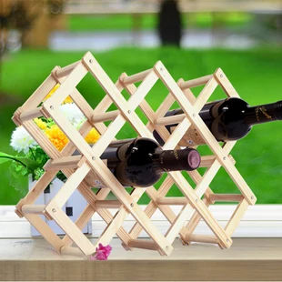 

Folding wine rack alcohol care drink bottle holders solid color wood shelf