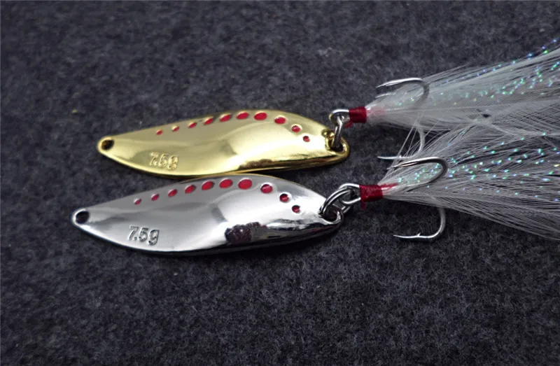 7.5g 10g 15g 20g  brand Fishing lure spoon Gold/Silver fishing bait spoon hard lures metal lure China free shipping