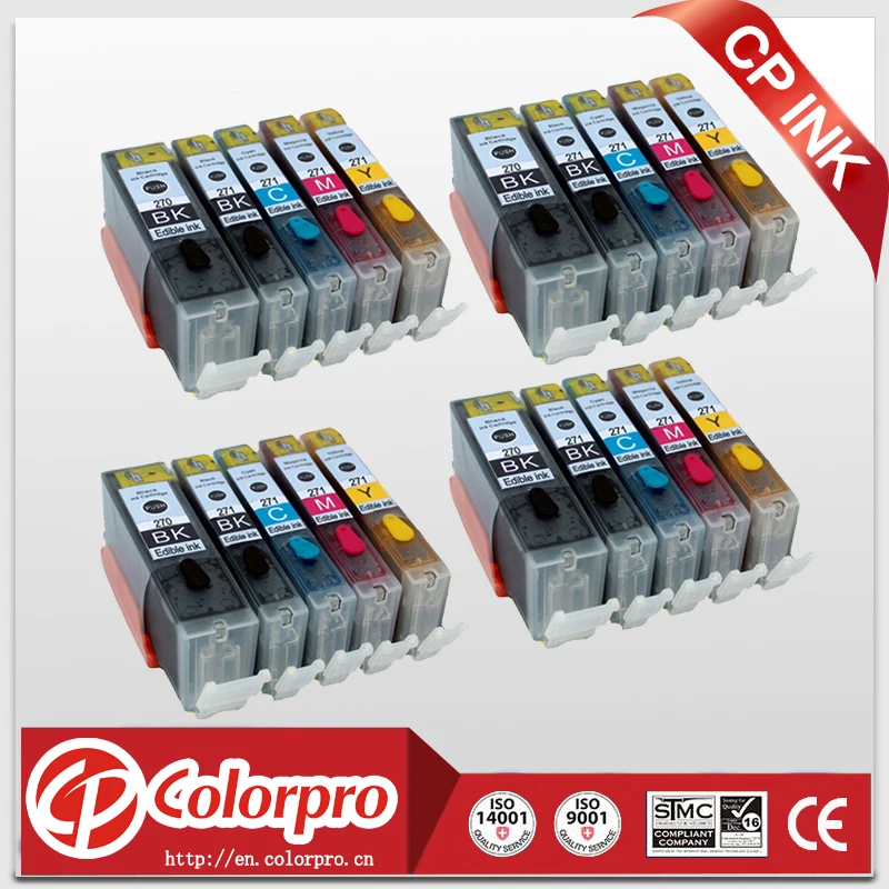 

20PK (4BK/4PBK/4C/4M/4Y) PGI-270 CLI-271 Edible ink cartridge for Canon PIXMA MG7720 MG6820 MG6821 MG6822 MG5720 MG5722 MG5721