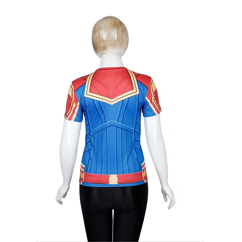 Avengers Endgame 4 Carver Danvers cosplay surprise captain Polyester fiber Short sleeve t-shirt Movie anime Costume