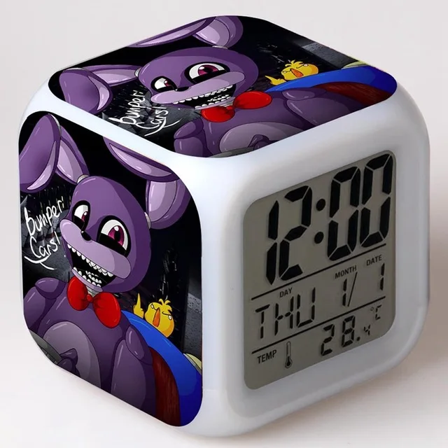 FNAF World Digital Alarm Clock Night Light LED 7 Color Change reloj