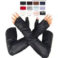 Изготовленные на заказ от 30 см до 80 см длинные перчатки из овечьей кожи без пальцев разные цвета