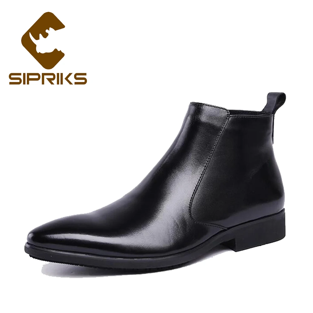 Sipriks Imported Italian Original Leather Zipper Boots For Mens American Work Ankle Indian Boots