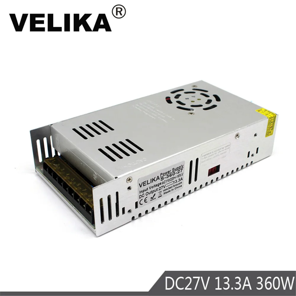 Одиночный выход DC27V 13.3A 360W силовой трансформатор AC110V 220V к DC 27V светодиодные
