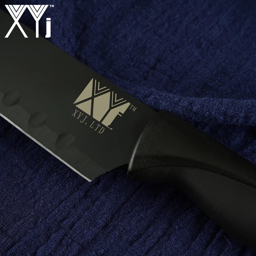 XYj Многофункциональный кухонный нож шеф-повара ножи с черным лезвием кухонные ножи 3Cr13 высокотвердое лезвие антипригарные Hadle кухонные инструменты