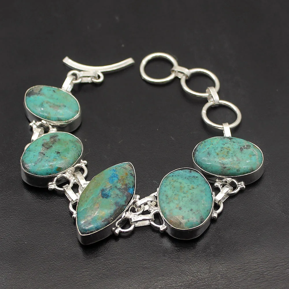 

Hermosa Rare Shiny Natural Sea Sediment 925 Sterling Silver Bracelet For Women 7.25 Inch A438