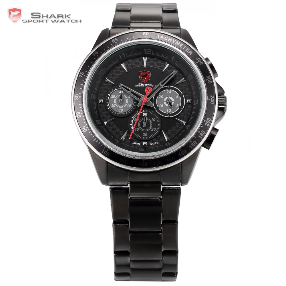 

SHARK Sport Watch Black Relogio 6 Hands 3D Logo Auto Date Full Steel Strap Montre Men Male Clock Military Wristwatches/ SH244