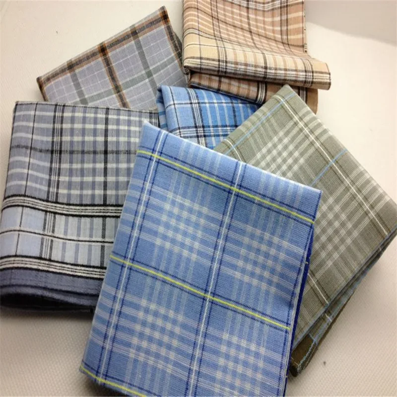 

Fashion Style Handkerchiefs Men 100% Cotton Plaid Handkerchief Towboats 10Pcs/Lot