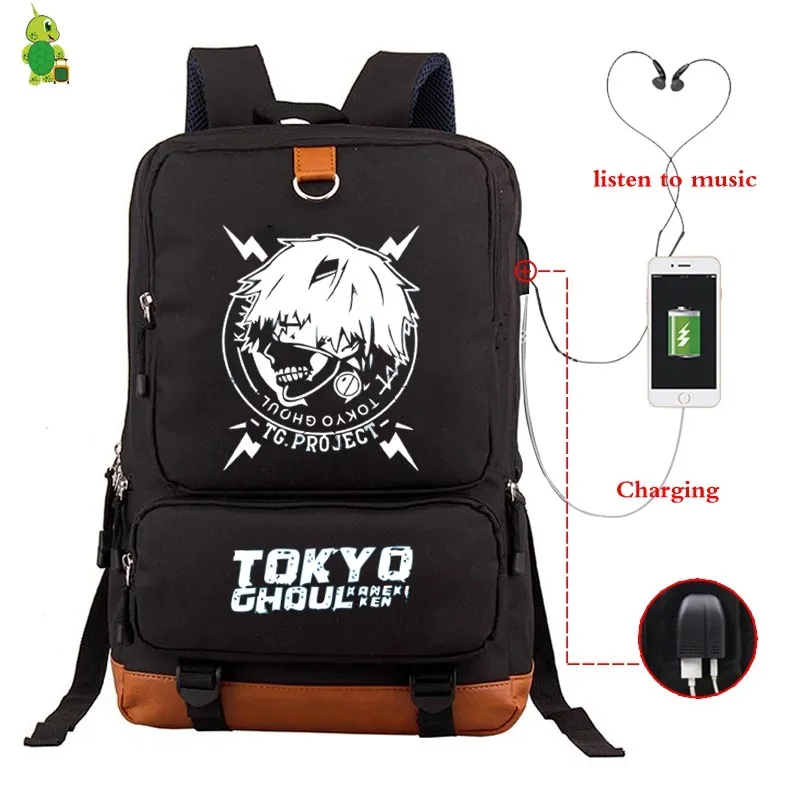 3 Anime Tokyo Ghoul USB Charge Backpack Women Men Laptop Backpack School Bags for Teenage Girls Large Backpack Casual Travel Bags - Цвет: 3