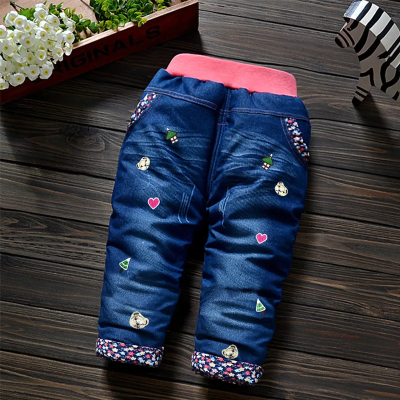 

Free shipping 2018 Winter thick embroidered cowboy denim trousers