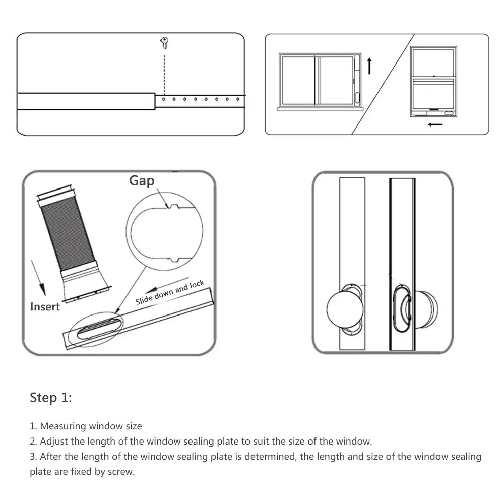 Регулируемый 1,9 м/1,3 м кондиционер окно скользящая пластина оконное отверстие адаптер выхлопной шланг трубчатый разъем комплект для кондиционера