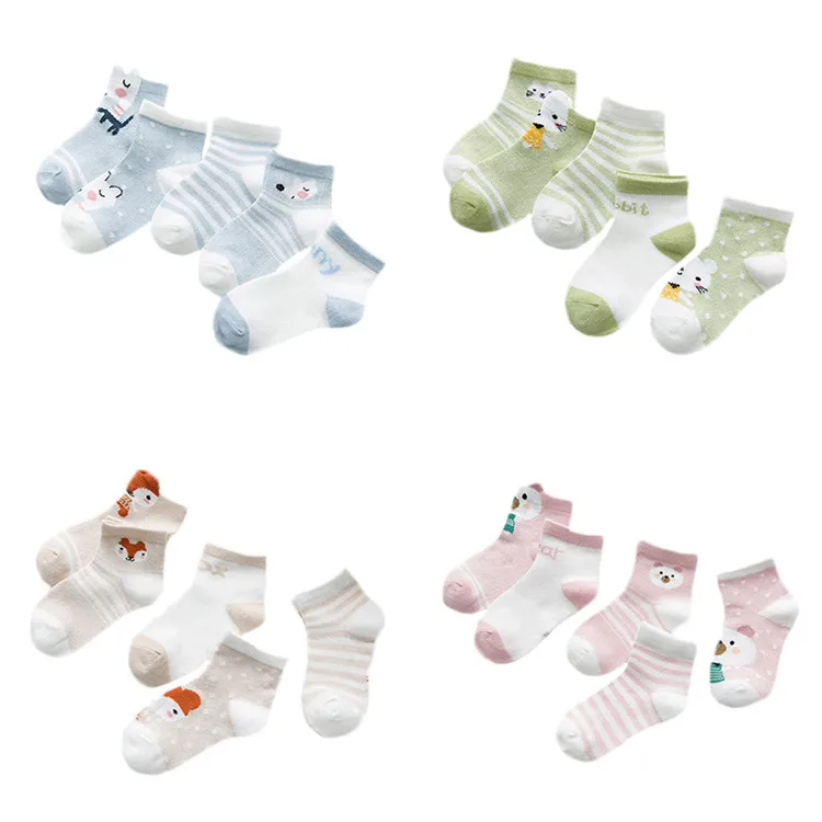 5 пар/лот, детские носки для девочек хлопковые полосатые носки для новорожденных мальчиков и девочек, Летние Стильные носки в сеточку Детские комплекты
