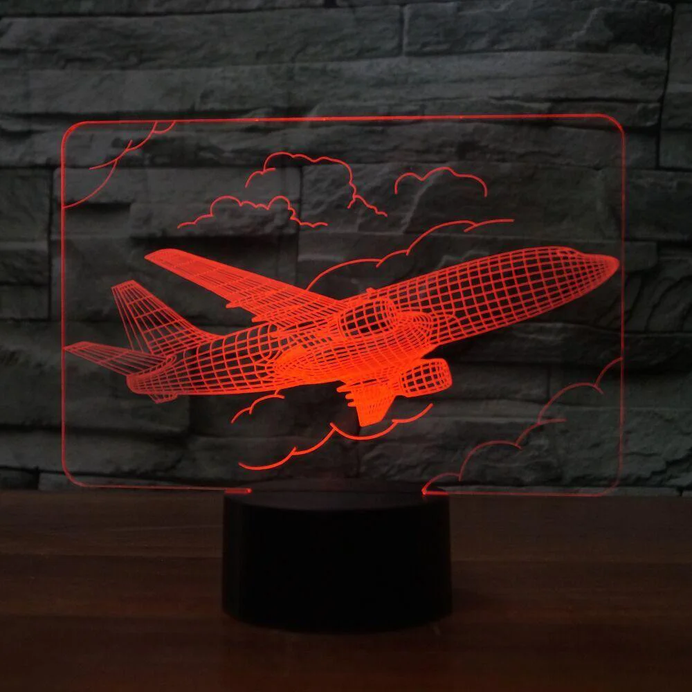 Ночник 3D с самолетом светодиодный сенсорный светильник дистанционным