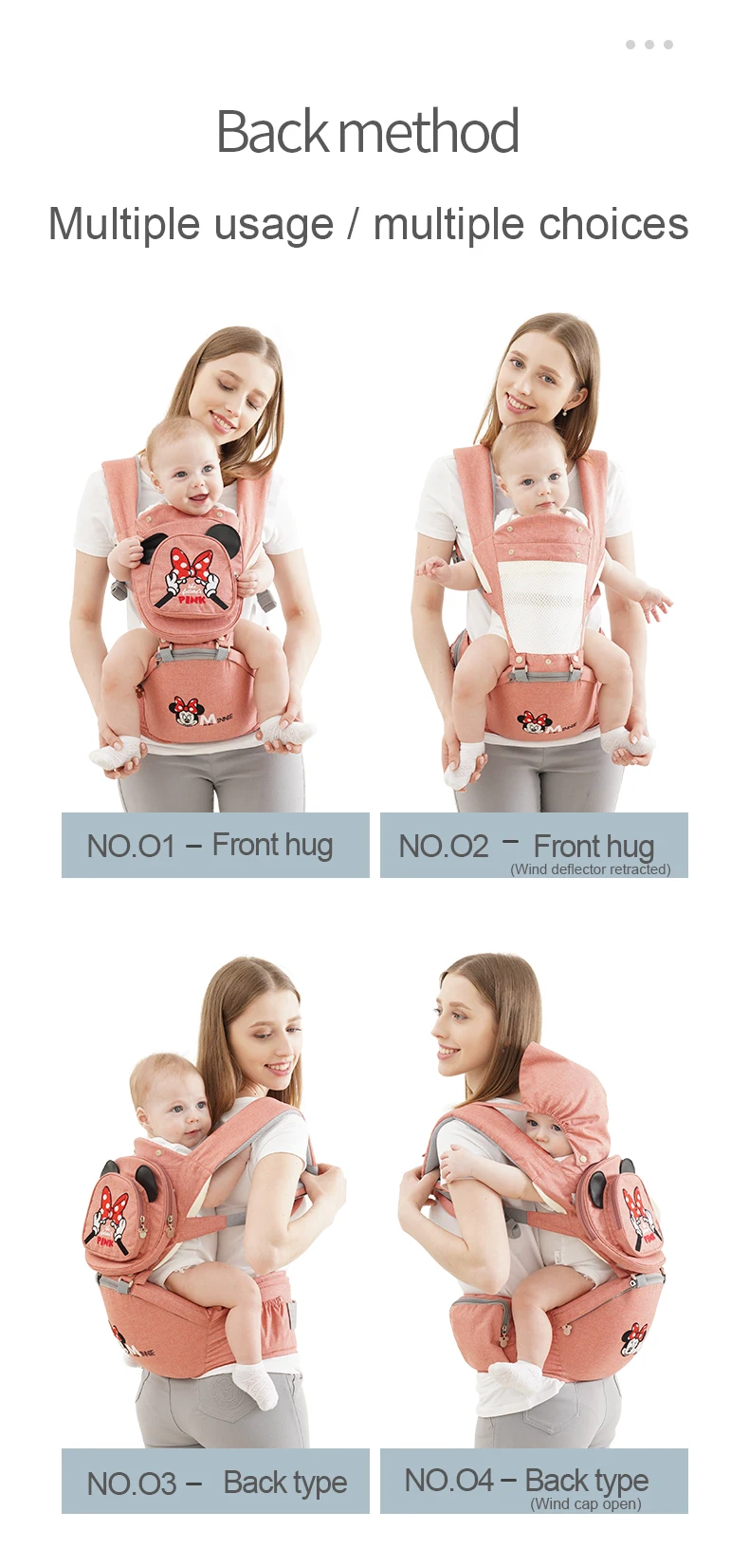 Дисней дышащий Многофункциональный Фронтальная детская переноска детский слинг рюкзак мешок обернуть аксессуары Дисней