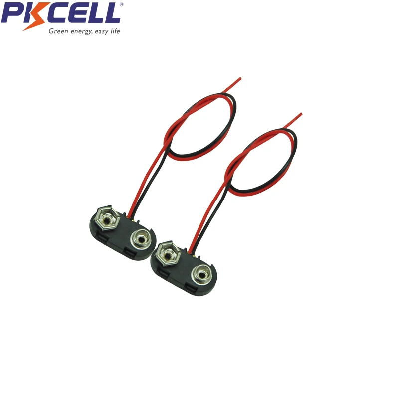 

2Pcs Black T Type Wired 9V Battery Holder Clip Connector T Type 9V Battery Case Box Holder for 6F22 6LR61 Size Cells