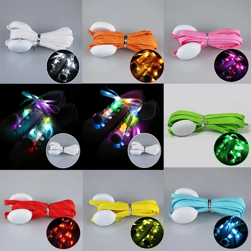 Fashion Sport Led Shoe Laces Glow Shoe Strings Round Flash Light Shoelaces Luminous No Tie Lazy Shoe Laces Hot New