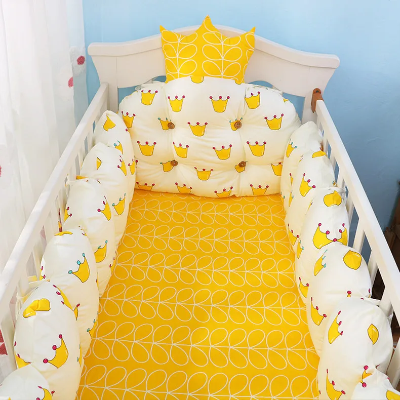 9 шт./компл. корона дизайн детские постельные принадлежности комплект включает в себя бампер Подушка Одеяло Матрас чехол мягкий хлопок