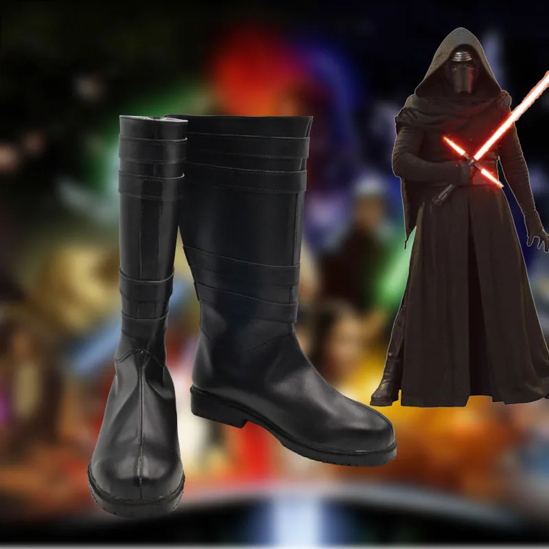 

Cosplaydiy Star Wars: The Force Awakens Kylo Ren Ben Solo Cosplay Shoes Black Boots Men's Party Halloween Accessory Custom Made