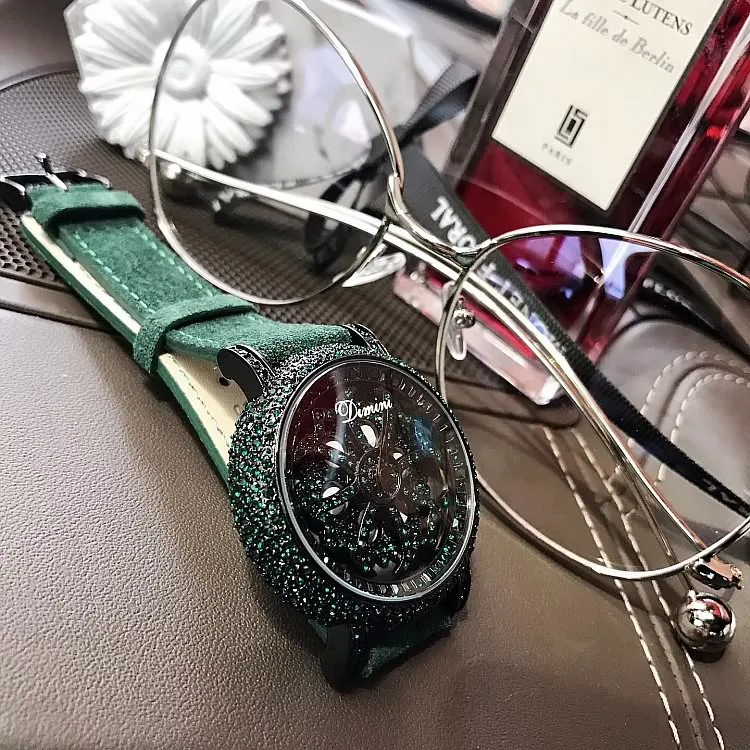 Топ брендовые роскошные часы женские с зеленым ремешком дизайнерские бриллиантовые ЖЕНСКИЕ НАРЯДНЫЕ часы с вращающимся циферблатом женские часы кварцевые женские часы
