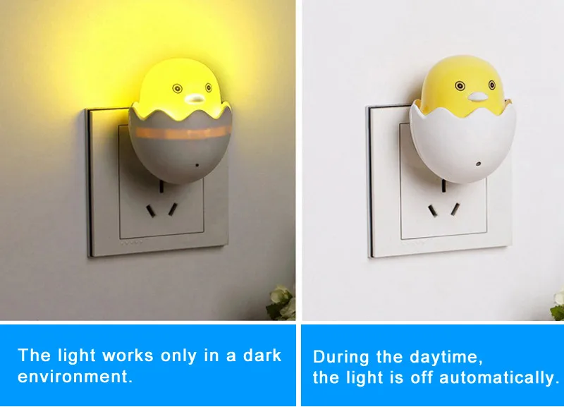 New-EU-Plug-Duck-AC110-220V-Wall-Socket-Light-control-Sensor-LED-Night-Li1ght-Bedroom-lamp