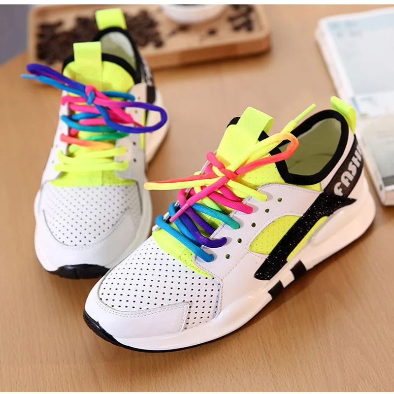 

QWEDF New 2019 spring women sneakers fashion women height increasing breathable laces platform shoes casual shoes woman NY-82