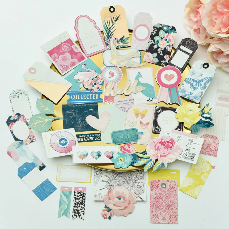 

45pcs Collected Cardstock Die Cut Shapes and Vellum Stickers for Scrapbooking Happy Planner/Card Making/Journaling