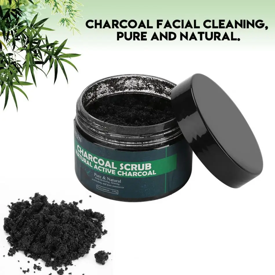 Natural Bamboo Charcoal Exfoliating Scrub Salt Body Face Dead Skin