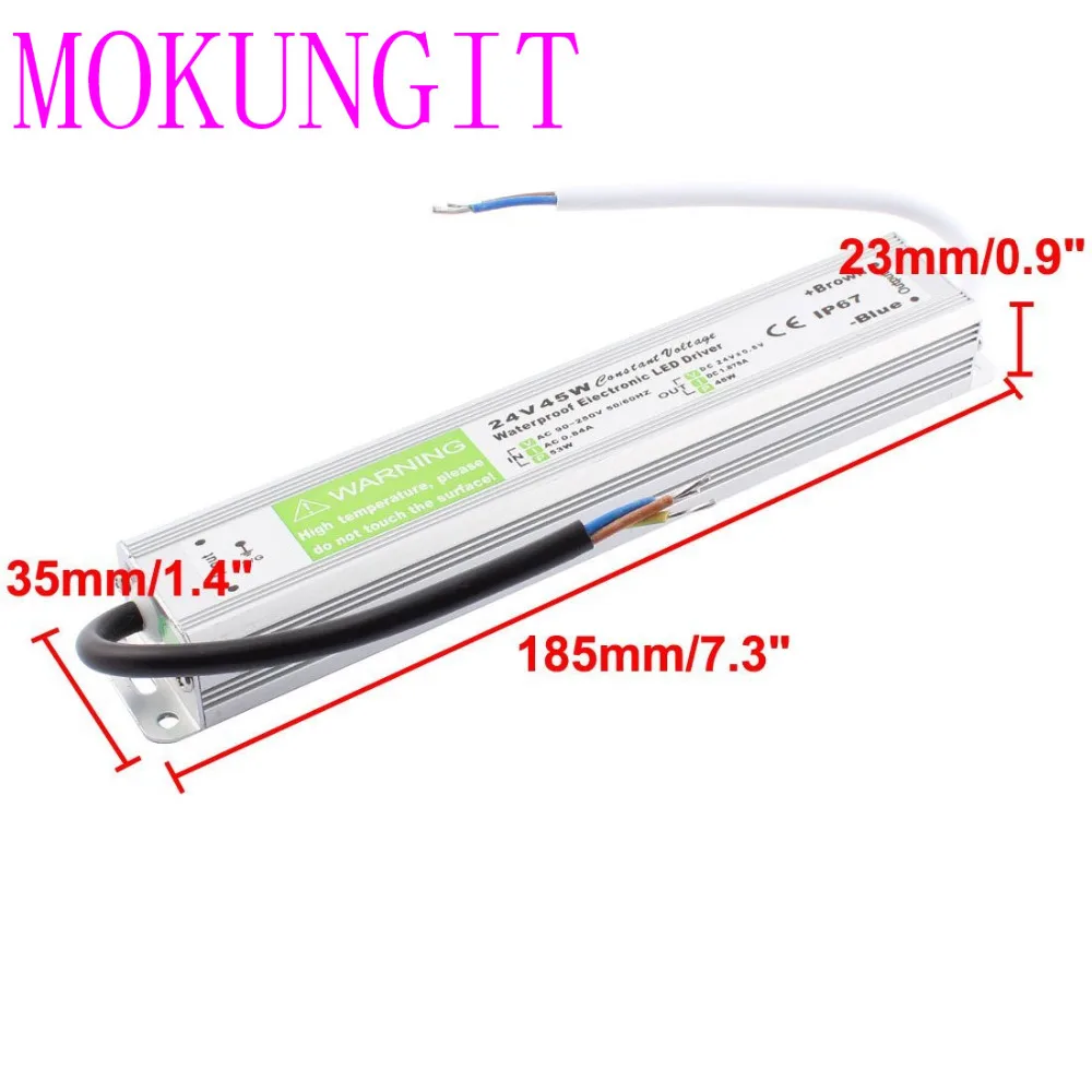 DC 24V 45W светодиодный адаптер питания AC110V 260V IP67 Водонепроницаемый Электронный