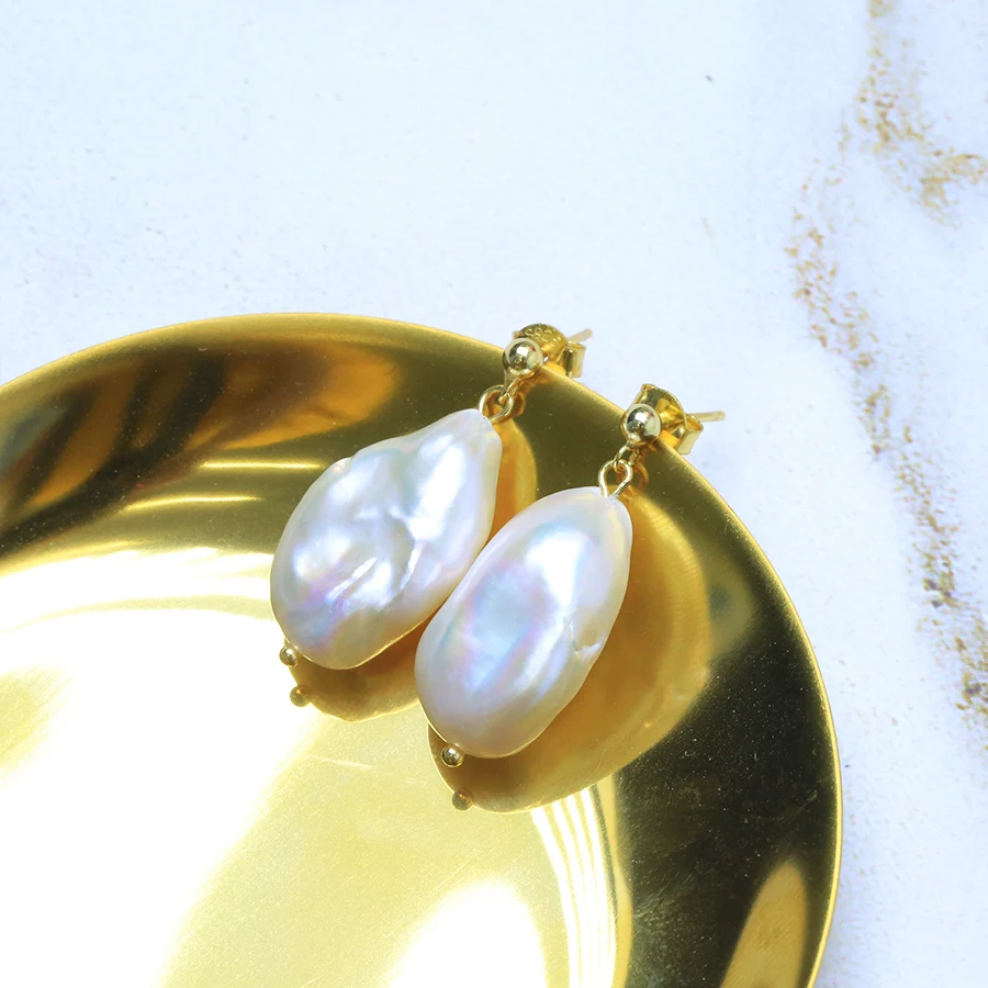 natural White ear pendant while natural freshwater Baroque shaped pearl minimalist hollow earring earrings Woman's Jewellery natural White ear pendant while natural freshwater Baroque shaped pearl minimalist hollow earring earrings Woman's Jewellery
