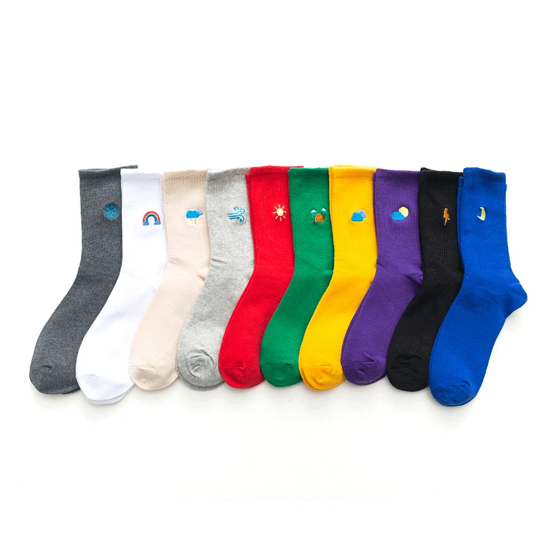 

1 Pair Unisex Rainbow Color Women Socks Harajuku Kawaii Weather Forecast Funny Socks Women Standard Length