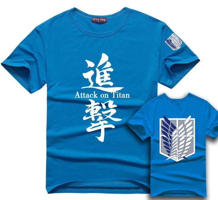 Атака на Титанов футболка аниме Для мужчин футболка Shingeki no Kyojin футболка обследования корпуса логотип