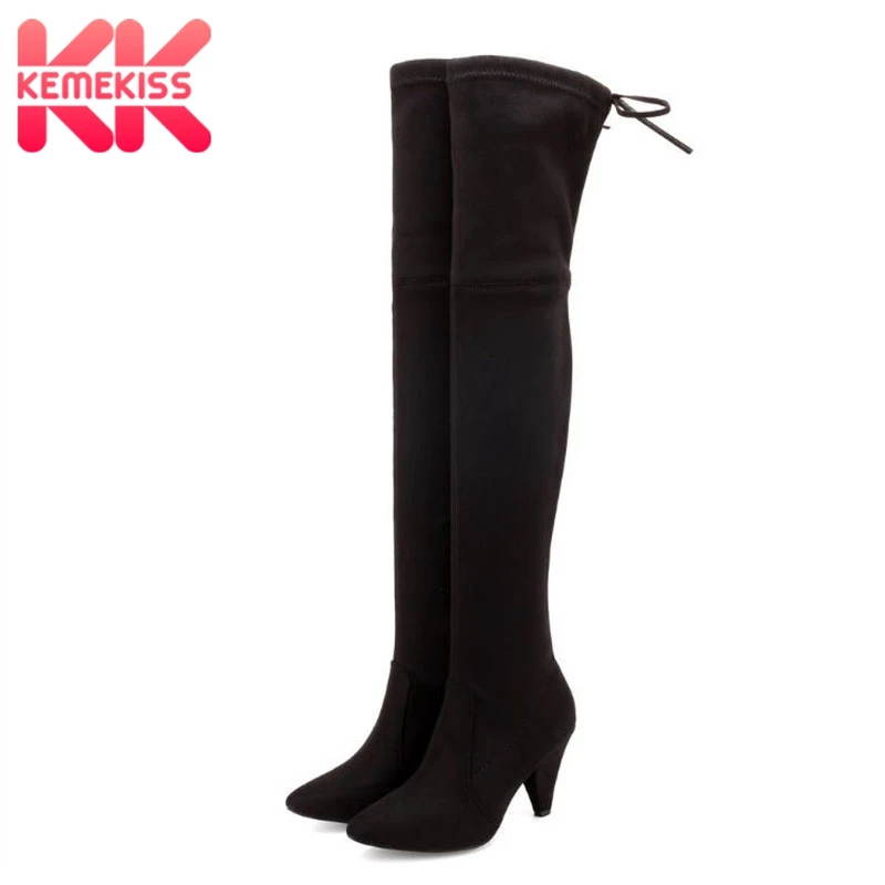 

KemeKiss 2020 Sexy Women Side Zipper Winter Boots Office Ladies Over The Knee Boots Pointed Toe Soft Mujer Botas Size 35-40
